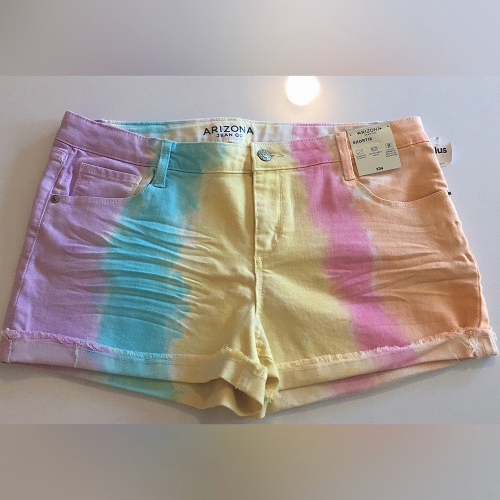 Arizona Shortie Girl’s 20 PLUS Denim Shorts Tie Dye Adjustable